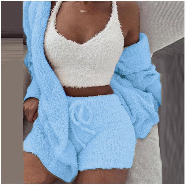 Fluffy Three Piece Set 2-Farbig vampyy.shop