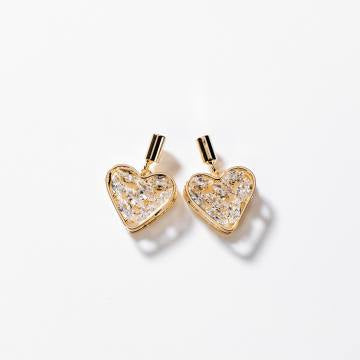 24K vergoldete ovale Zirkon-Herz-Ohrringe vampyy.shop
