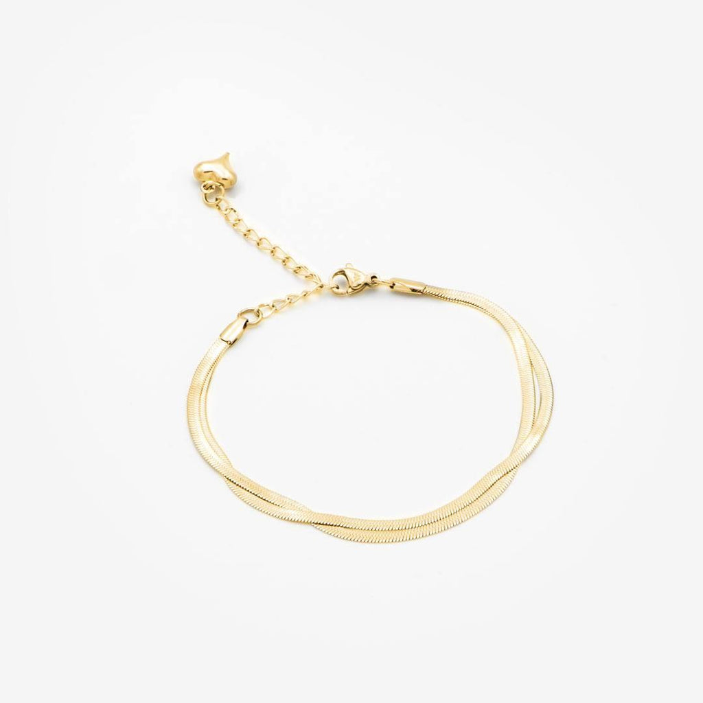 18k Vergoldetes Armband „double Snake & Heart“ vampyy.shop