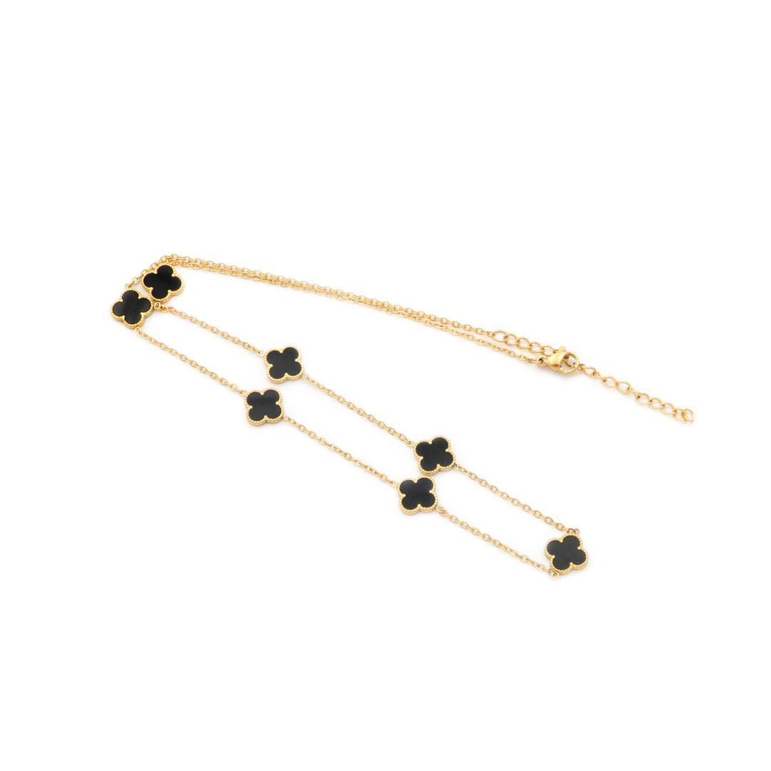 18k Vergoldetes Schmuck-set „black Four-leaf clovers" vampyy.shop