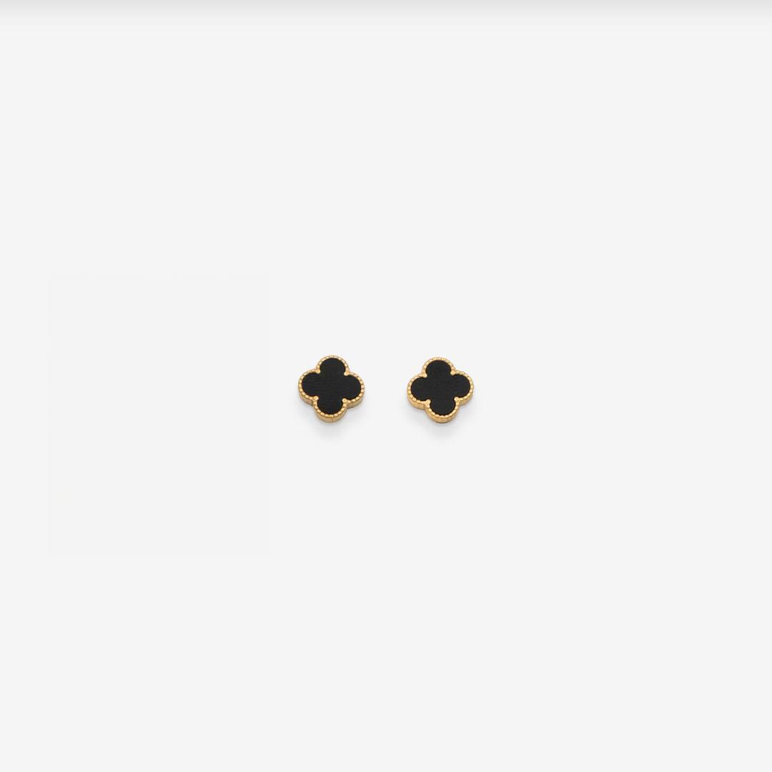 18k Vergoldetes Schmuck-set „black Four-leaf clovers" vampyy.shop
